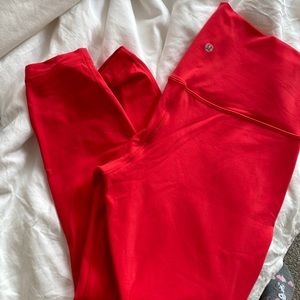 Red Lululemon align pants size 10